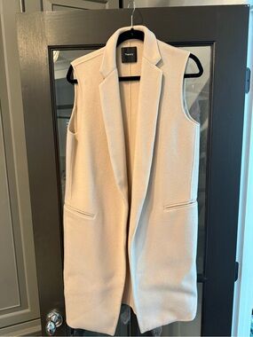Theory Women's Sleeveless Long Vest Coat - Cream/Blush Pink